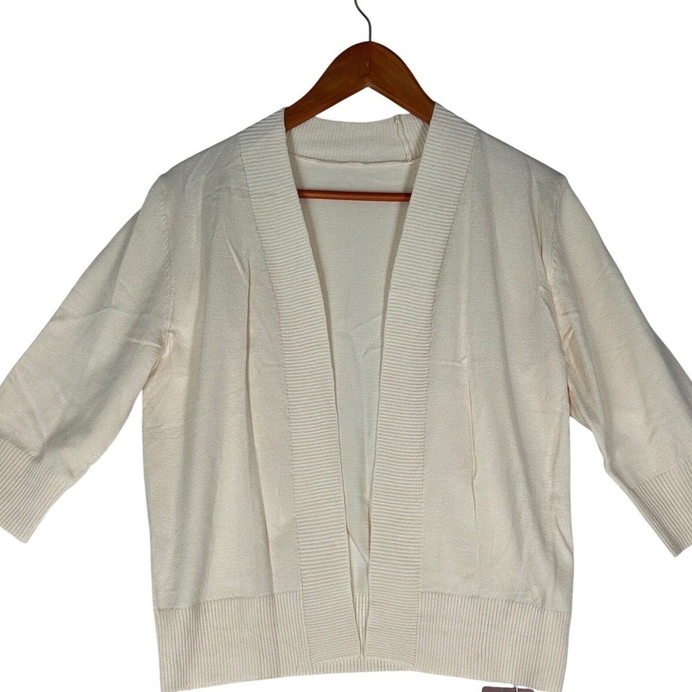Kohl's Cream Lightweight 3/4 Sleeved Open Front Cardigan Women's Size Small NWT